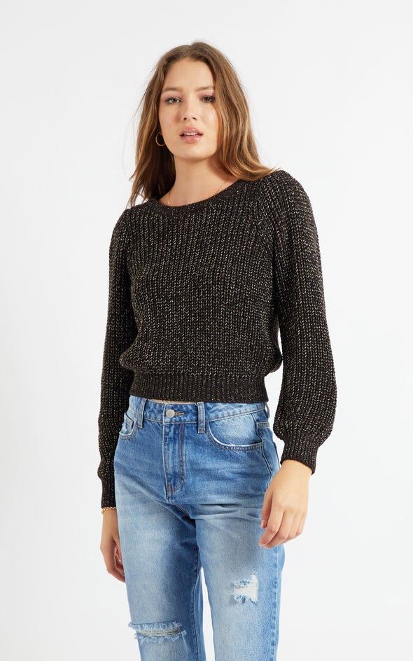 Metallic Thread Sweater Black