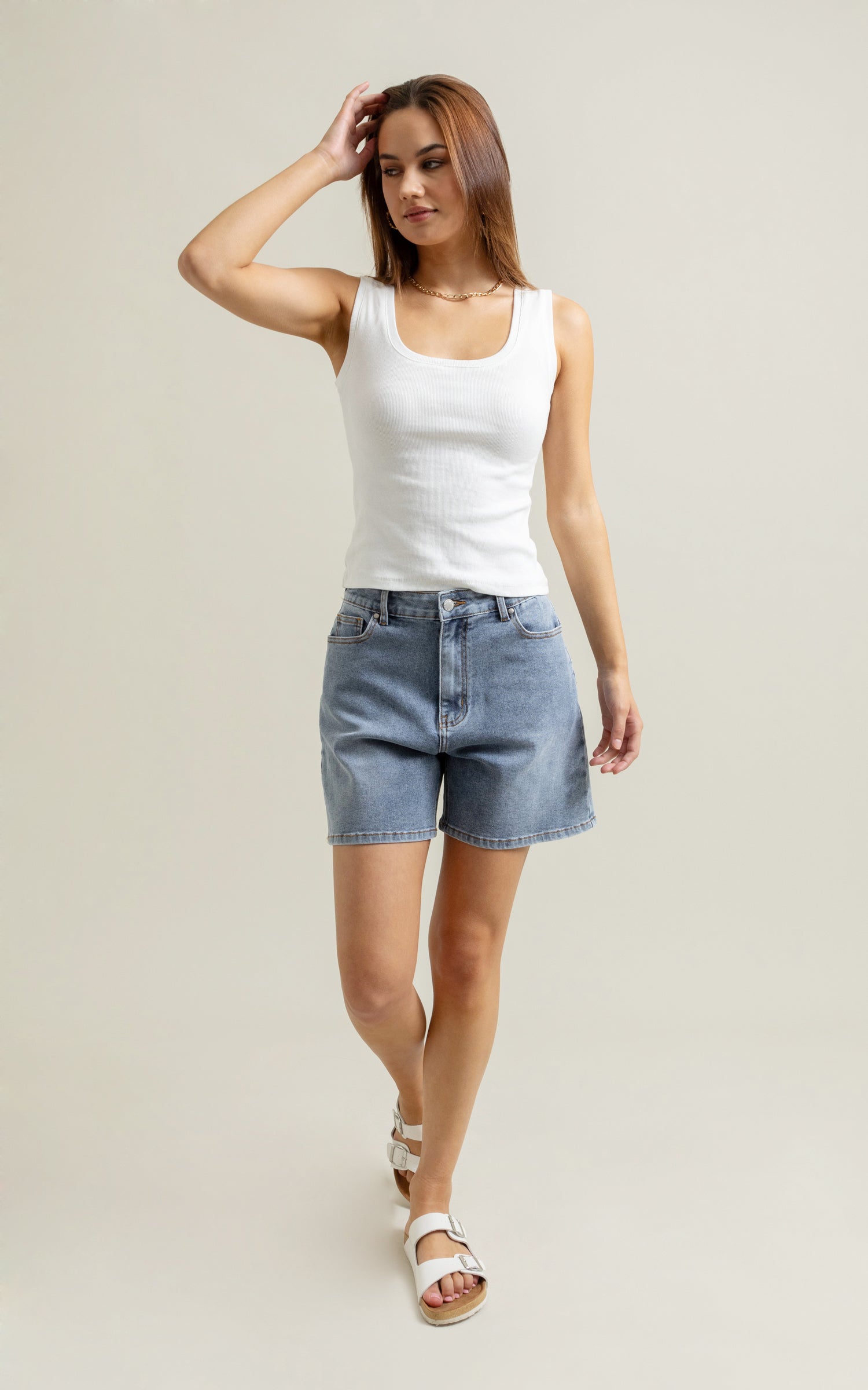 Mid blue hotsell denim shorts