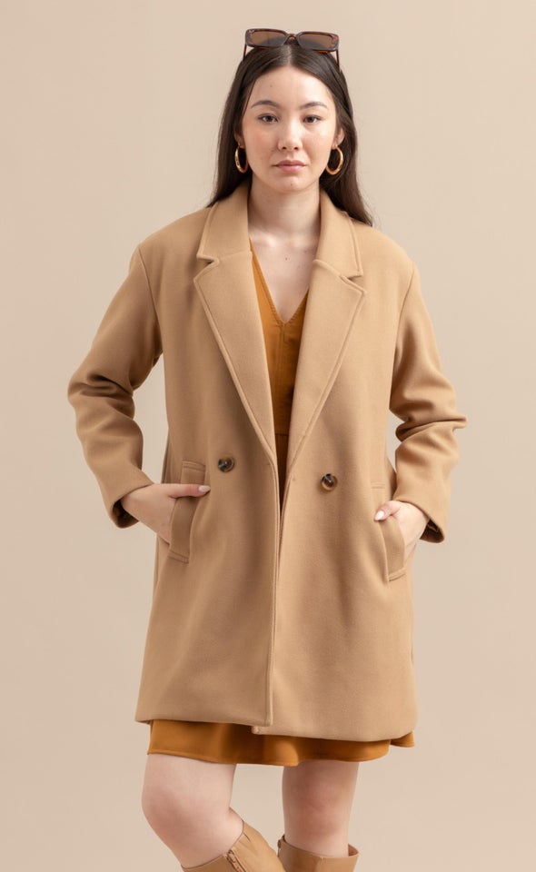 Mid Length 2 Button Coat Natural