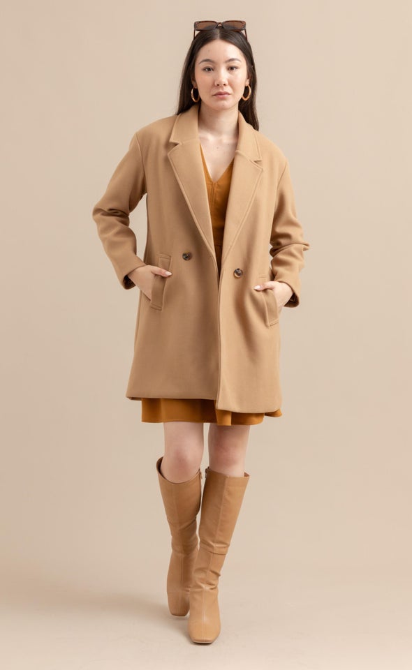 Mid Length 2 Button Coat Natural