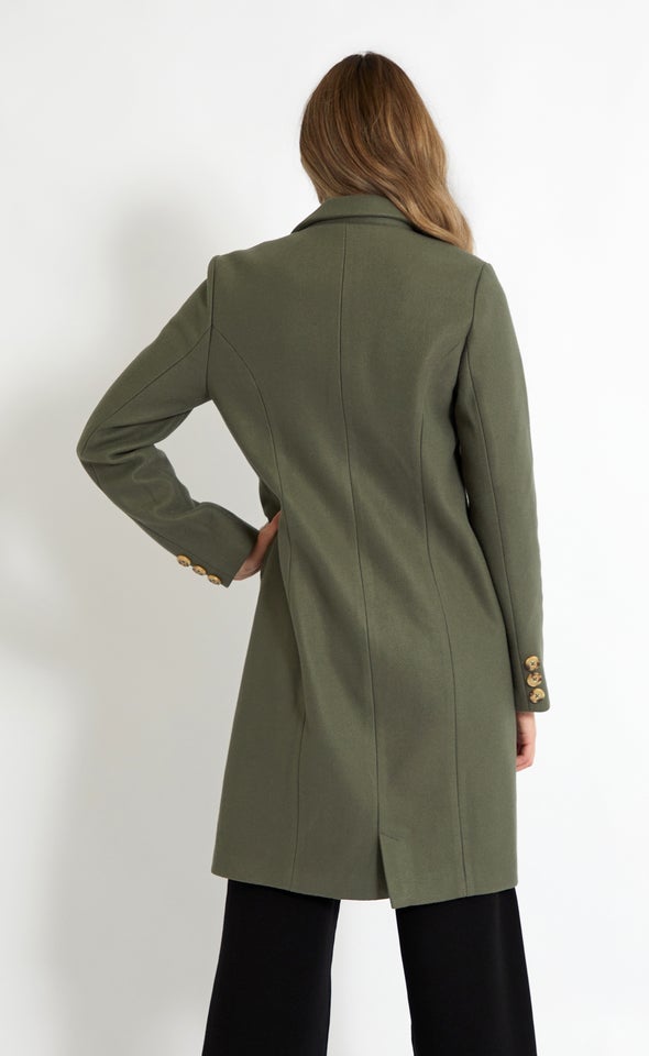 Mid Length Tailored Coat Olive