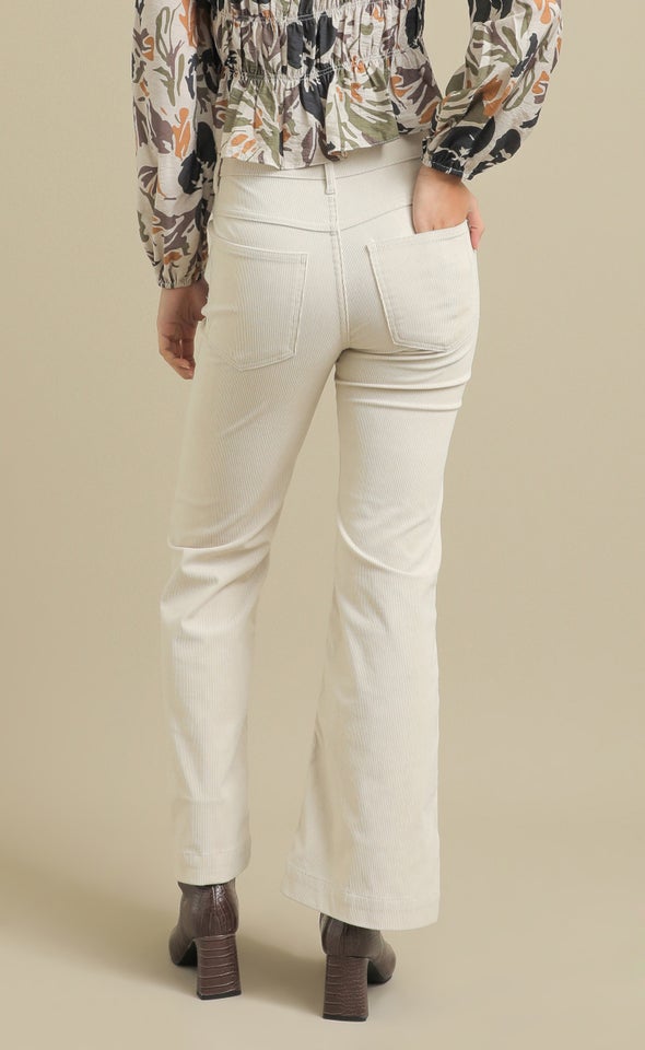 Mid Rise Corduroy Flares Bone