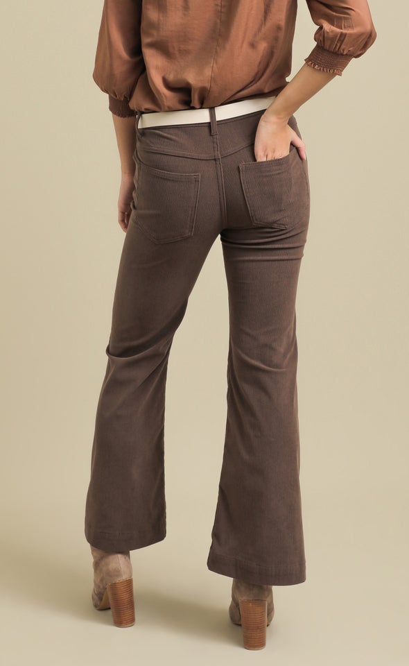 Mid Rise Corduroy Flares Chocolate