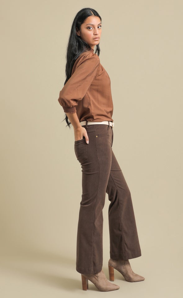 Mid Rise Corduroy Flares Chocolate