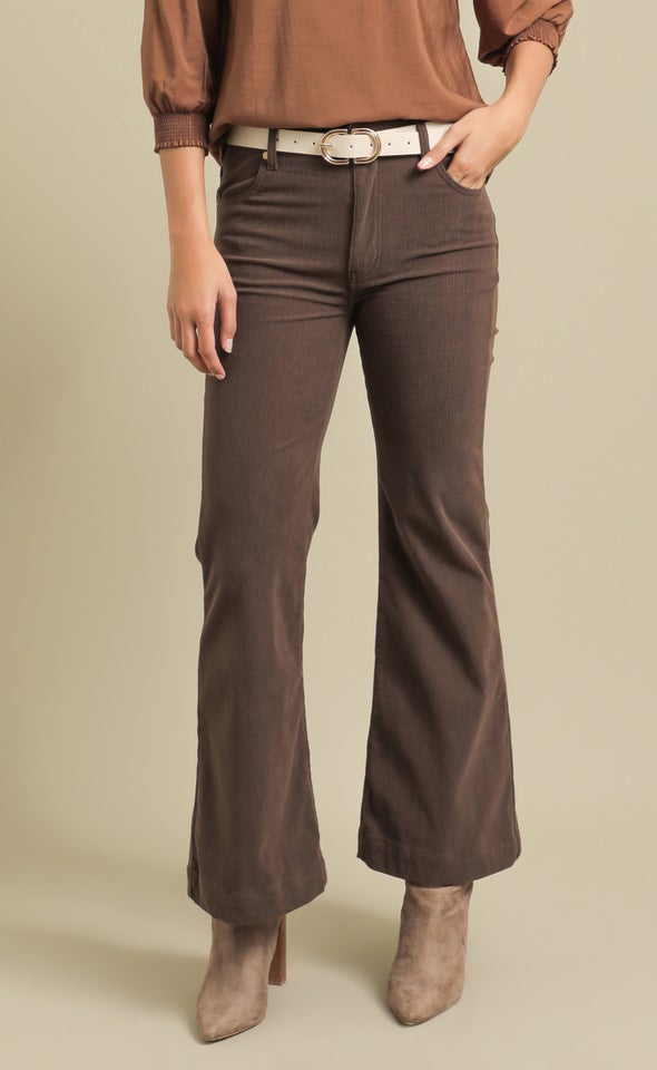 Mid Rise Corduroy Flares Chocolate