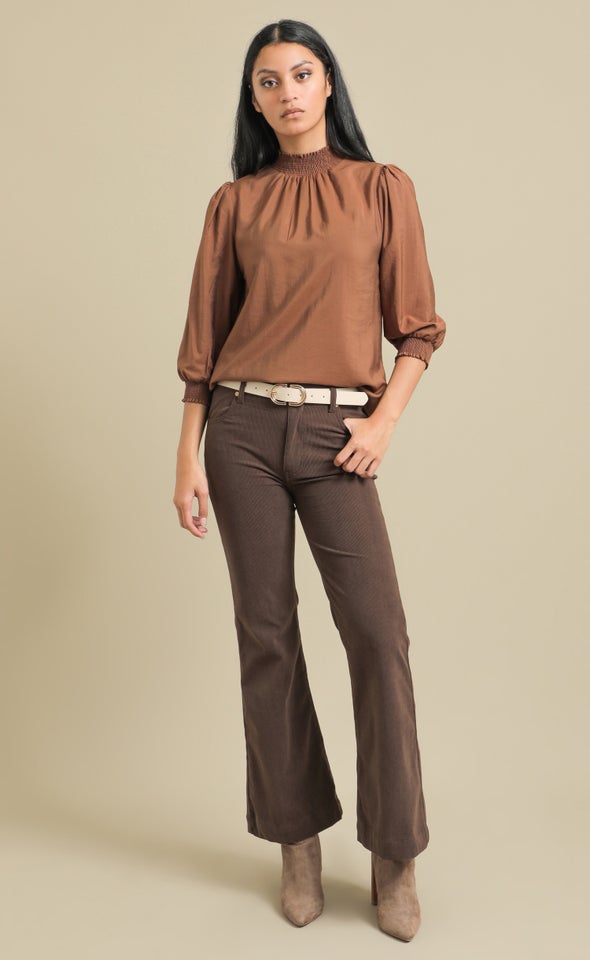 Mid Rise Corduroy Flares Chocolate
