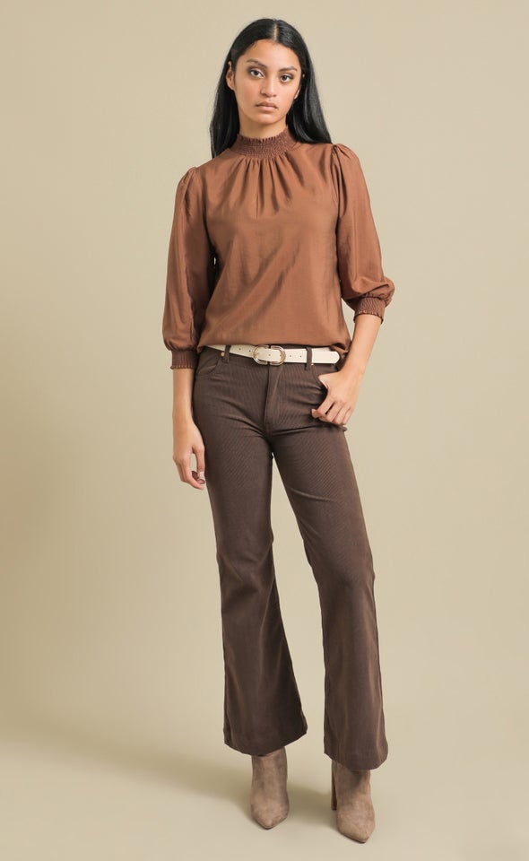 Mid Rise Corduroy Flares Chocolate