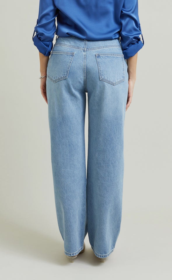 Mid Rise Straight Jeans Blue