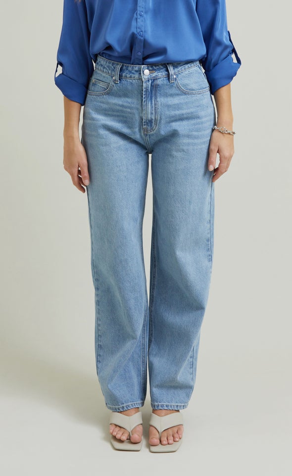 Mid Rise Straight Jeans Blue