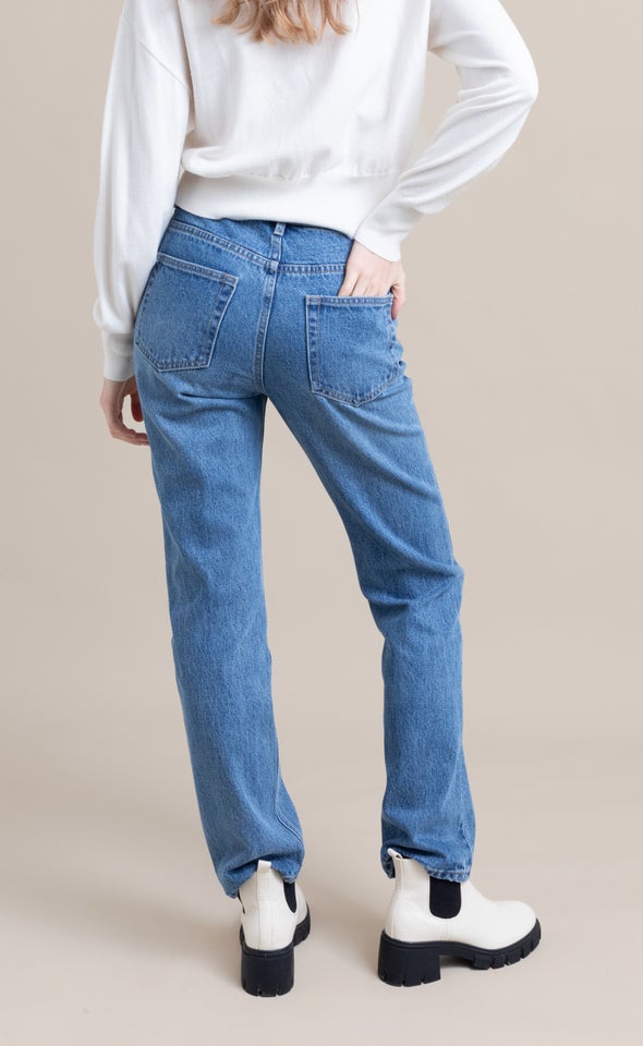 Mid Rise Straight Leg Jean Blue