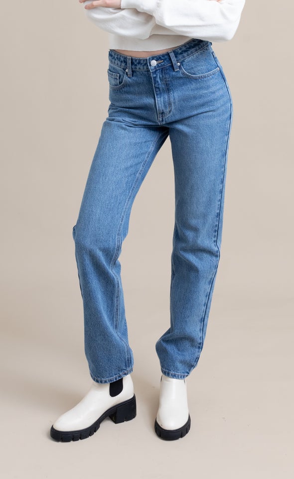 Mid Rise Straight Leg Jean Blue