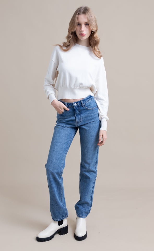 Mid Rise Straight Leg Jean Blue