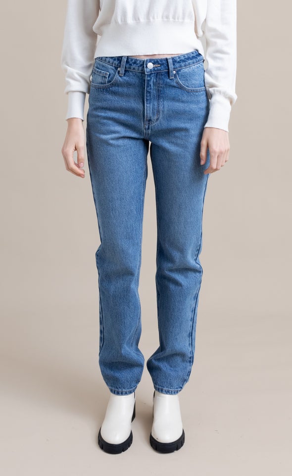 Mid Rise Straight Leg Jean Blue