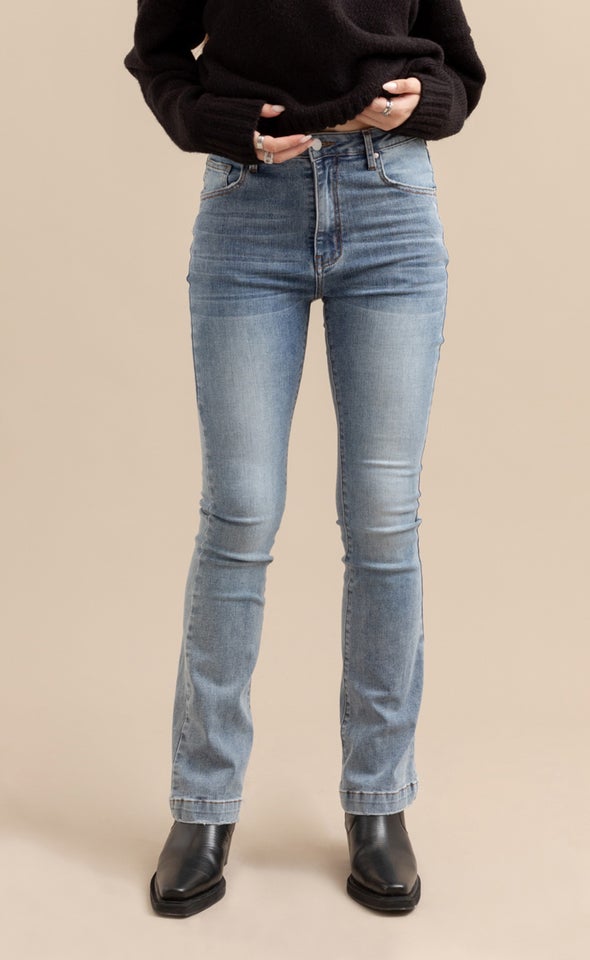 Mid Wash Flare Jeans