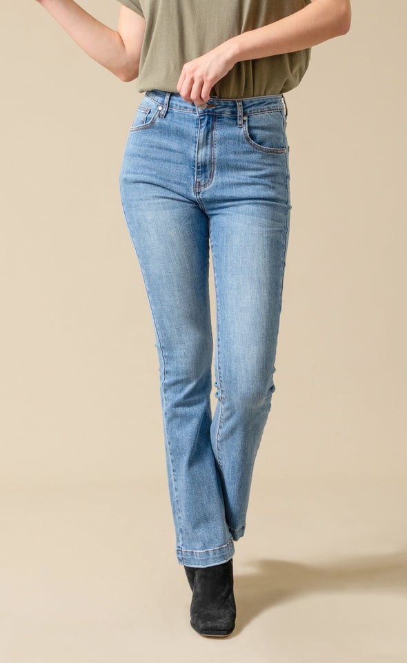 Mid Wash Flare Jeans