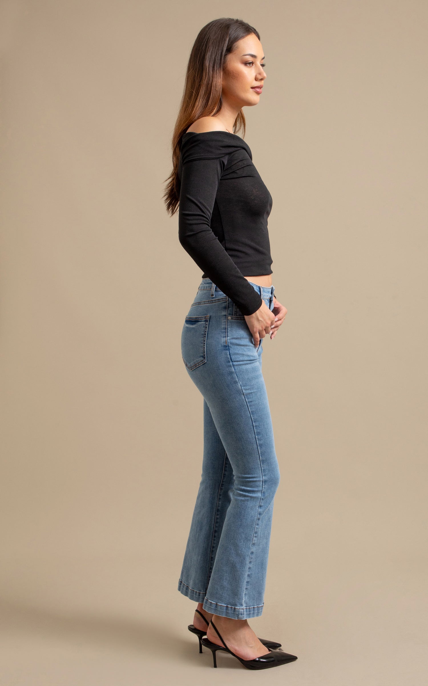 Mid Wash Kick Flare Jean | Pagani