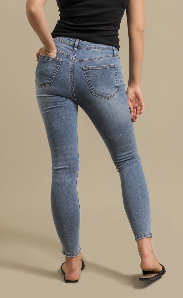 Mid Wash Skinny Jeans Blue