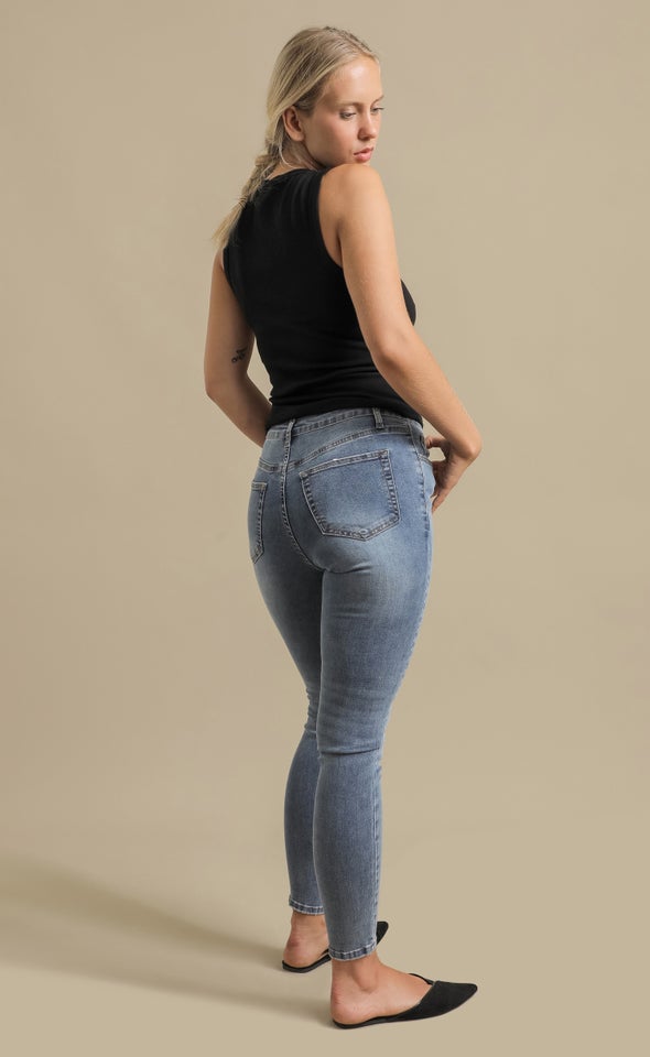 Mid Wash Skinny Jeans Blue