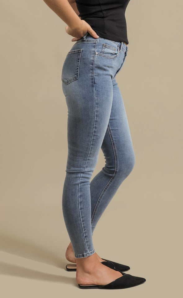 Mid Wash Skinny Jeans Blue