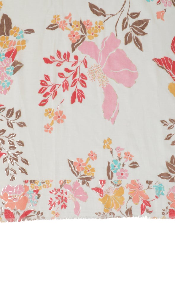 Multi Floral Print Scarf Multi