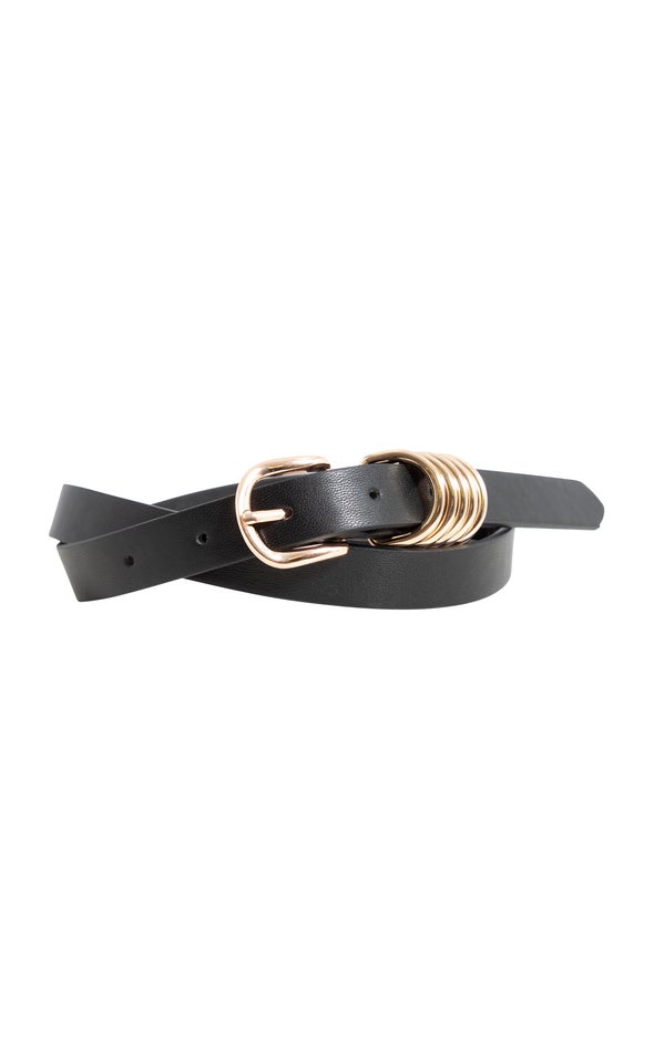 Multi Ring Buckle Belt Gold/black