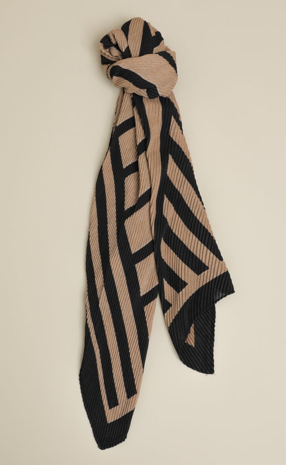 Multi Stripe Scarf Camel/black