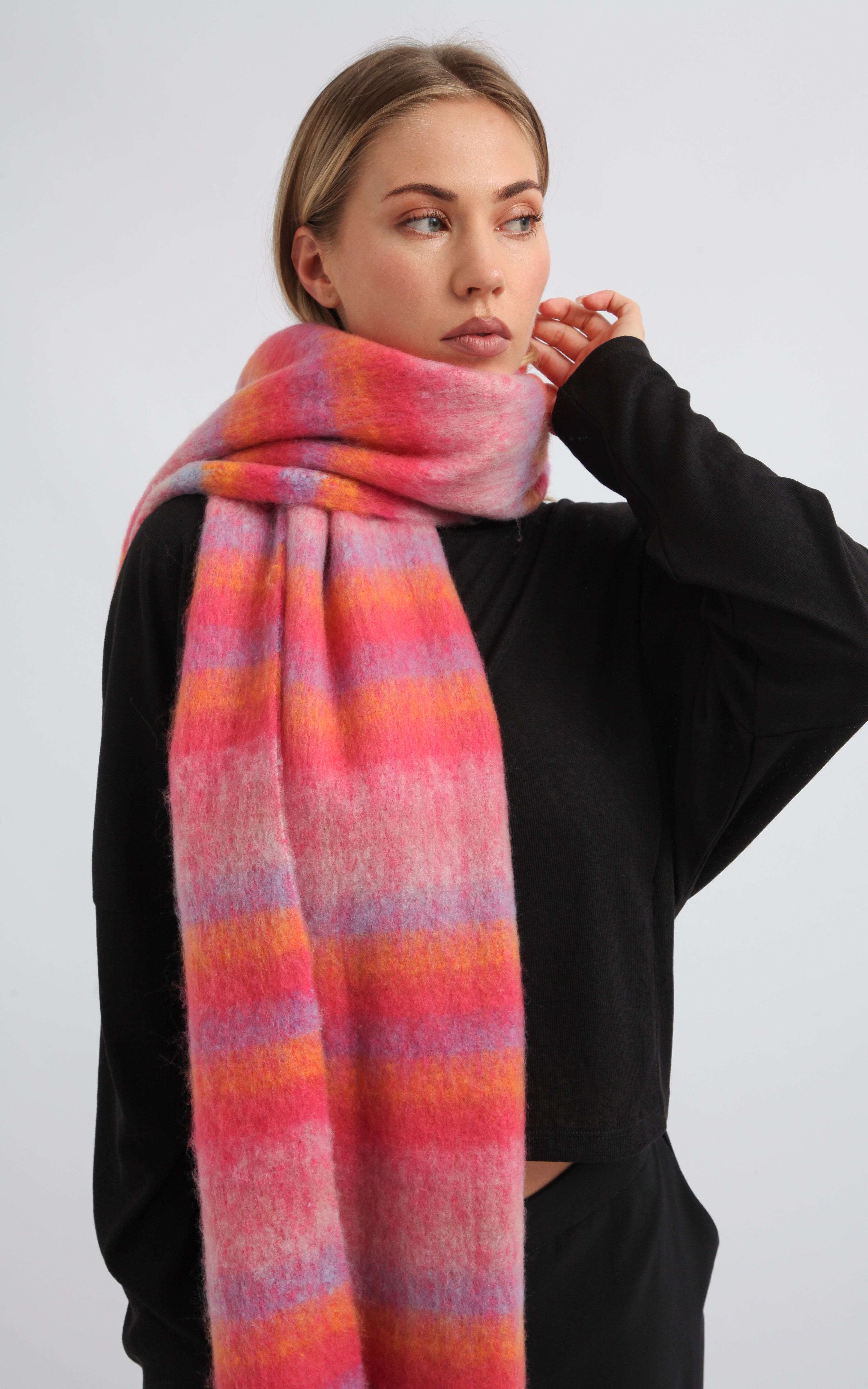 Shop our Multi Stripe Scarf in Pink | Pagani