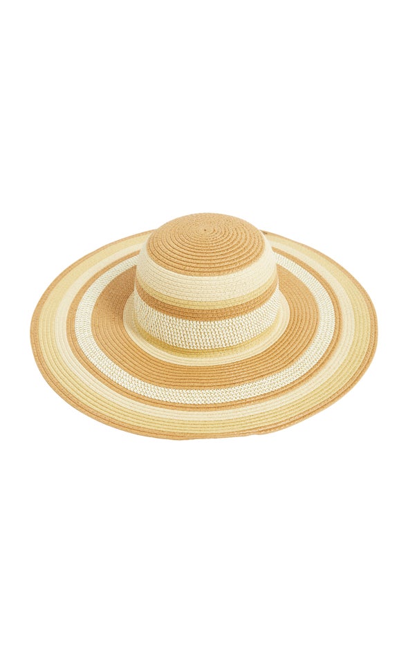 Multi Stripe Straw Hat Natural