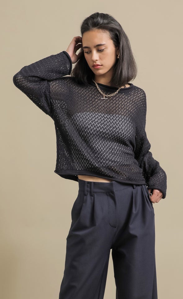 New Open Knit Sweater Indigo