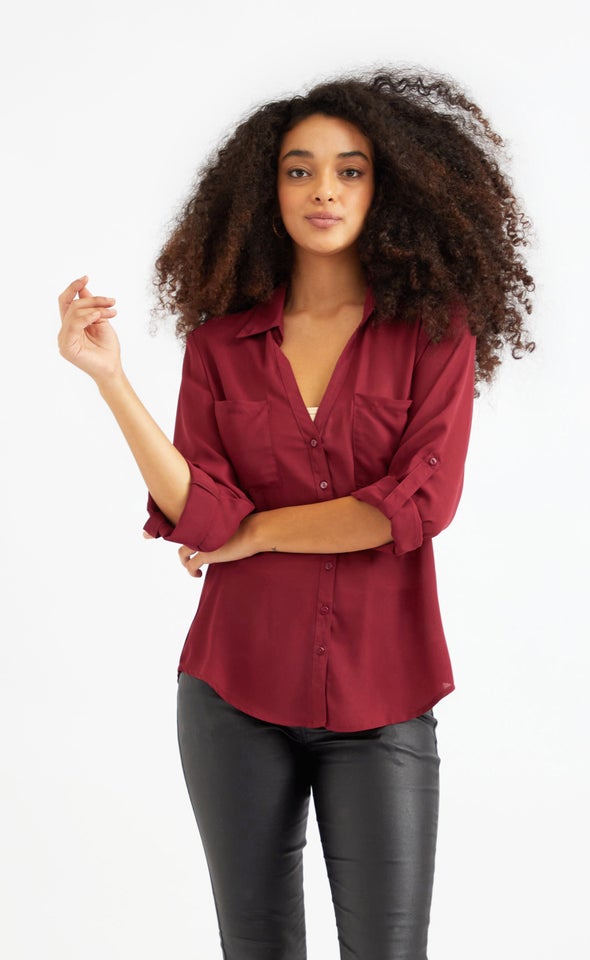 New Pocket Shirt Maroon