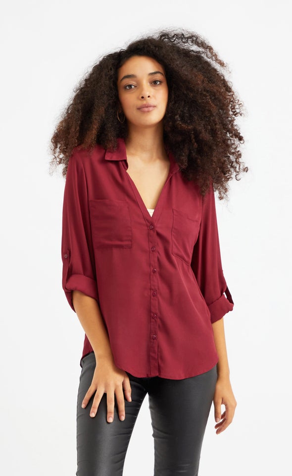 New Pocket Shirt Maroon