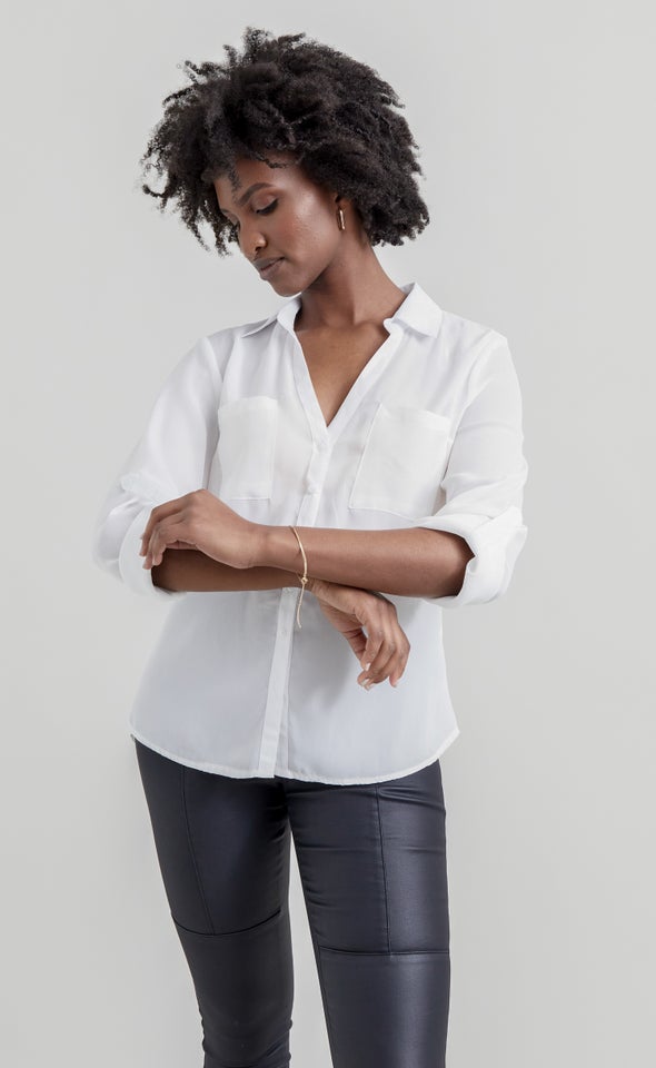 Shirred Sleeve Longline Shirt