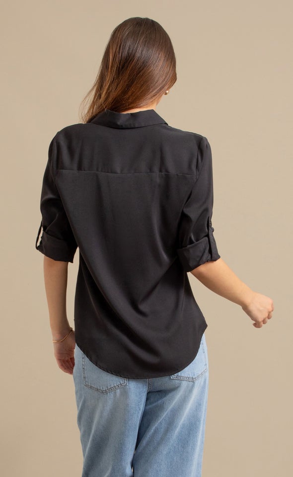 New Roll Sleeve Shirt Black