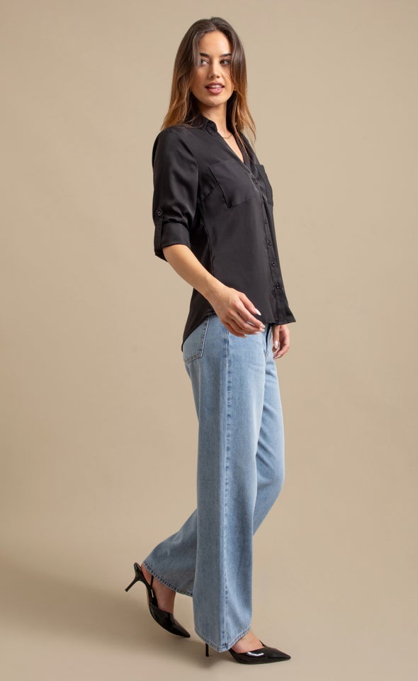 New Roll Sleeve Shirt Black