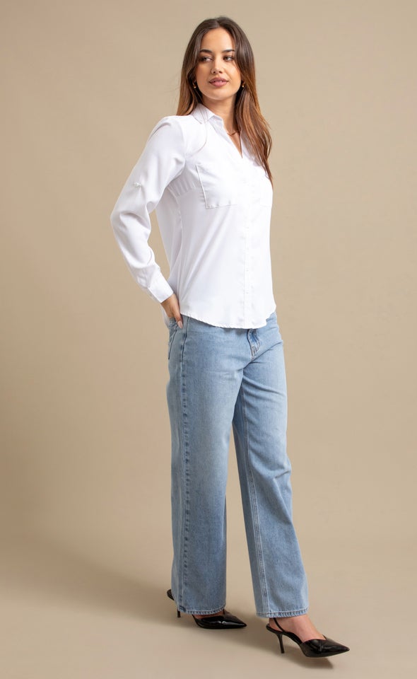 New Roll Sleeve Shirt White