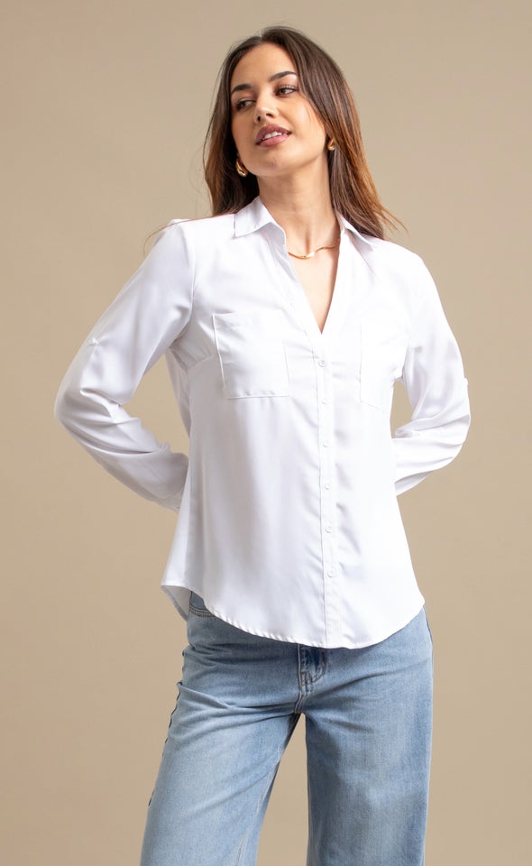 New Roll Sleeve Shirt White
