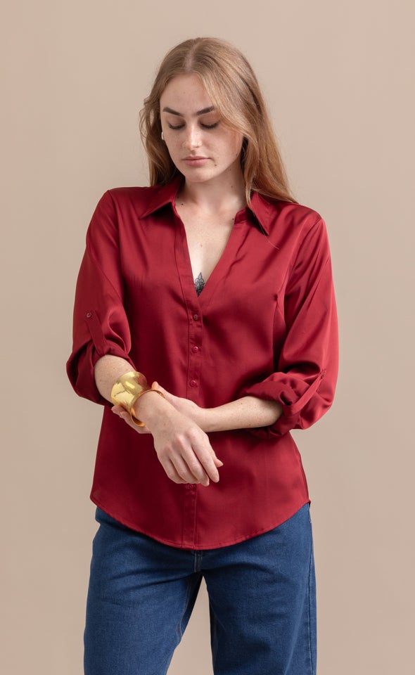 New Satin Shirt Aubergine