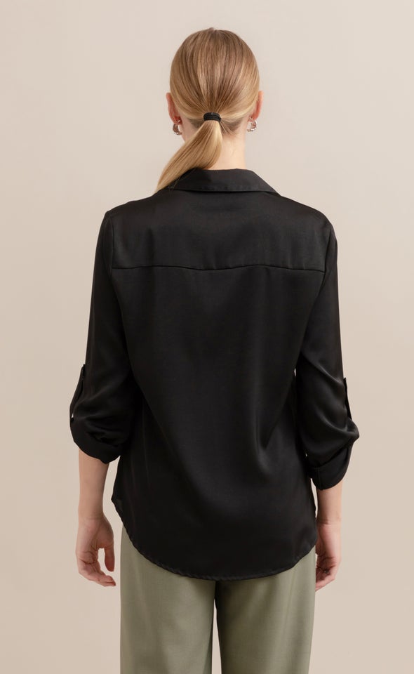 New Satin Shirt Black