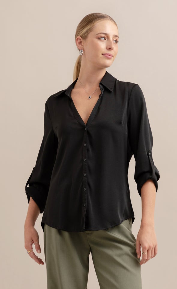 New Satin Shirt Black