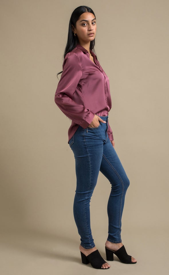 New Satin Shirt Burgundy