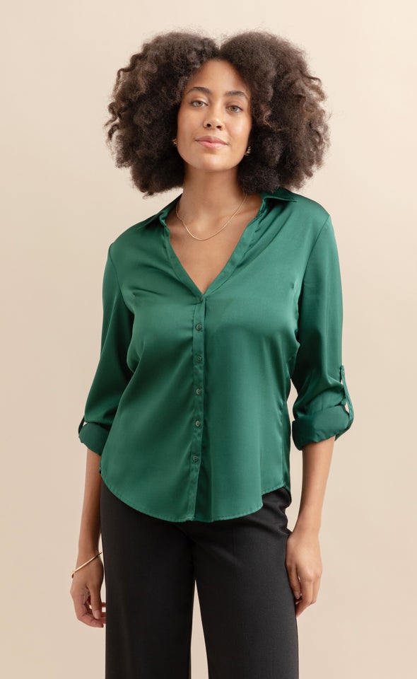 New Satin Shirt Forest