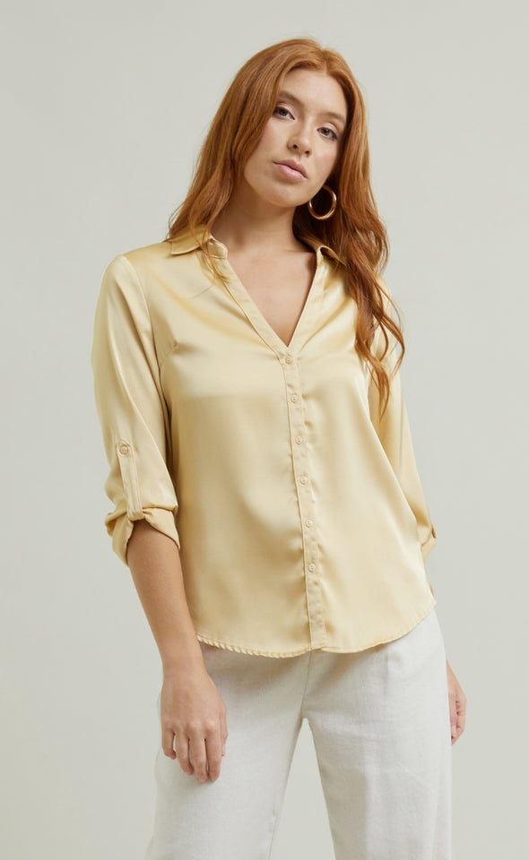 New Satin Shirt Light Gold