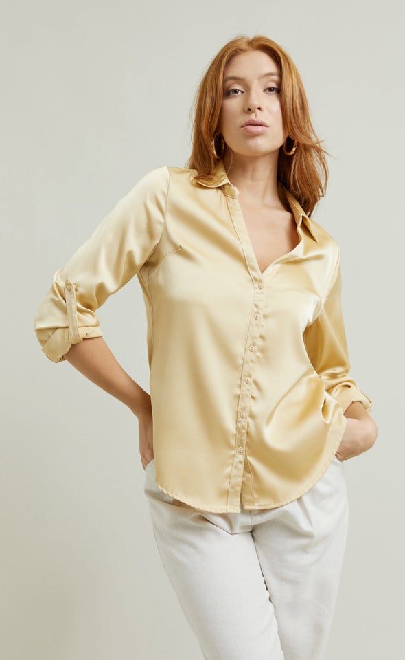 New Satin Shirt Light Gold