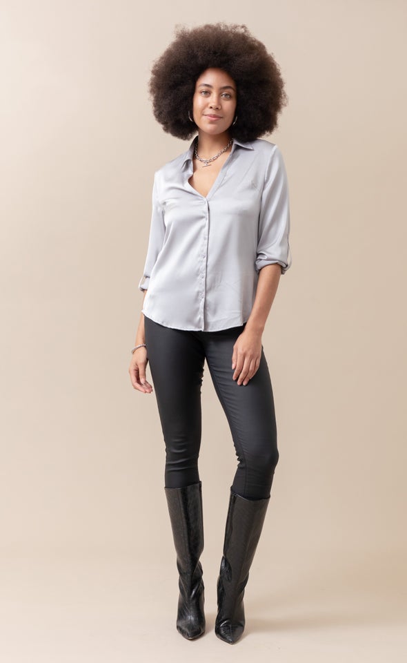 New Satin Shirt Light Grey