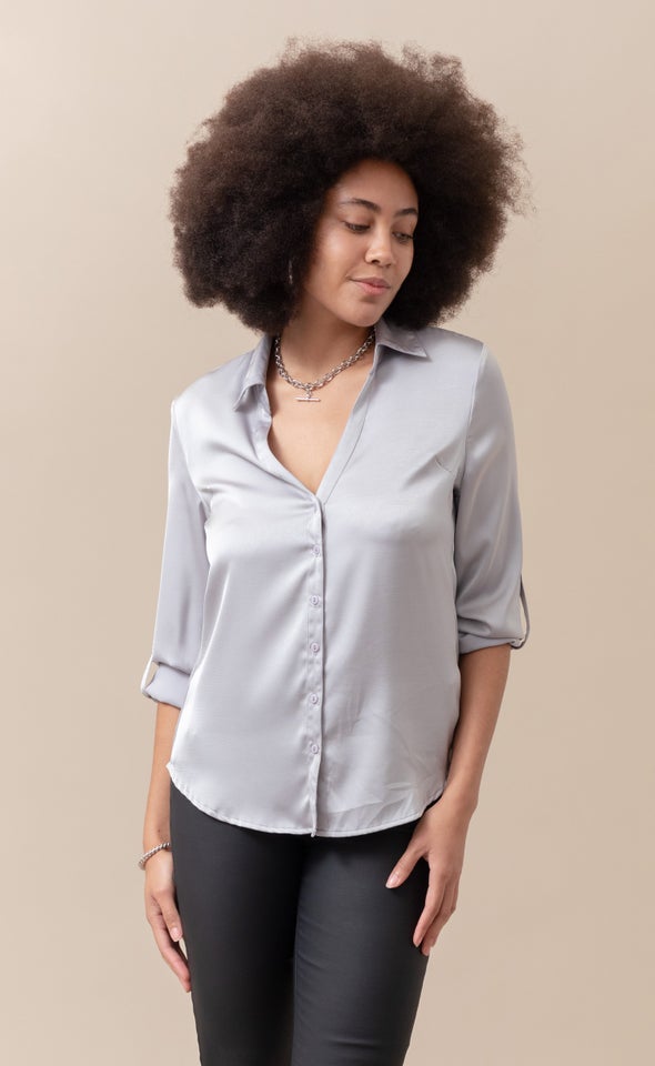New Satin Shirt Light Grey