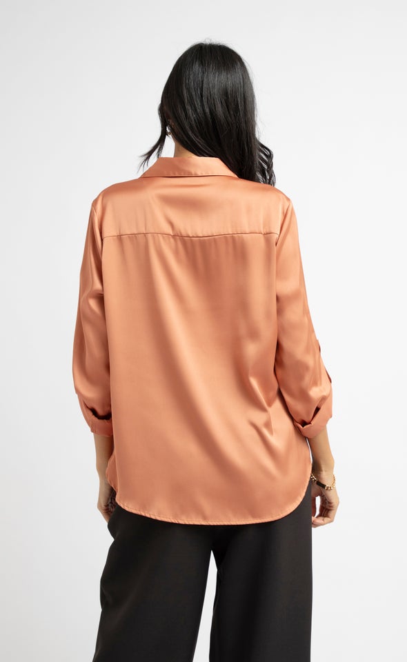 New Satin Shirt Rust