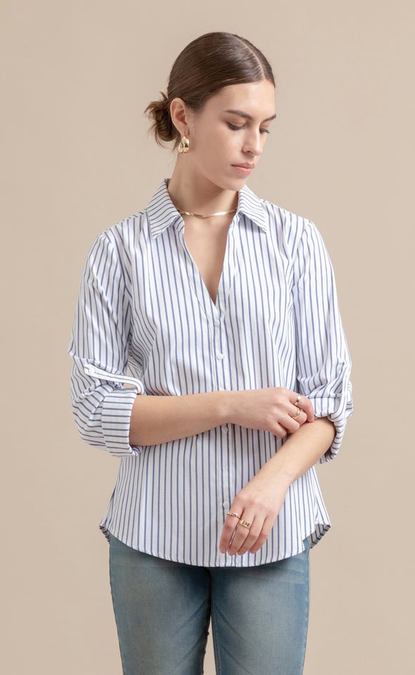 New Striped Shirt White/mid Blue