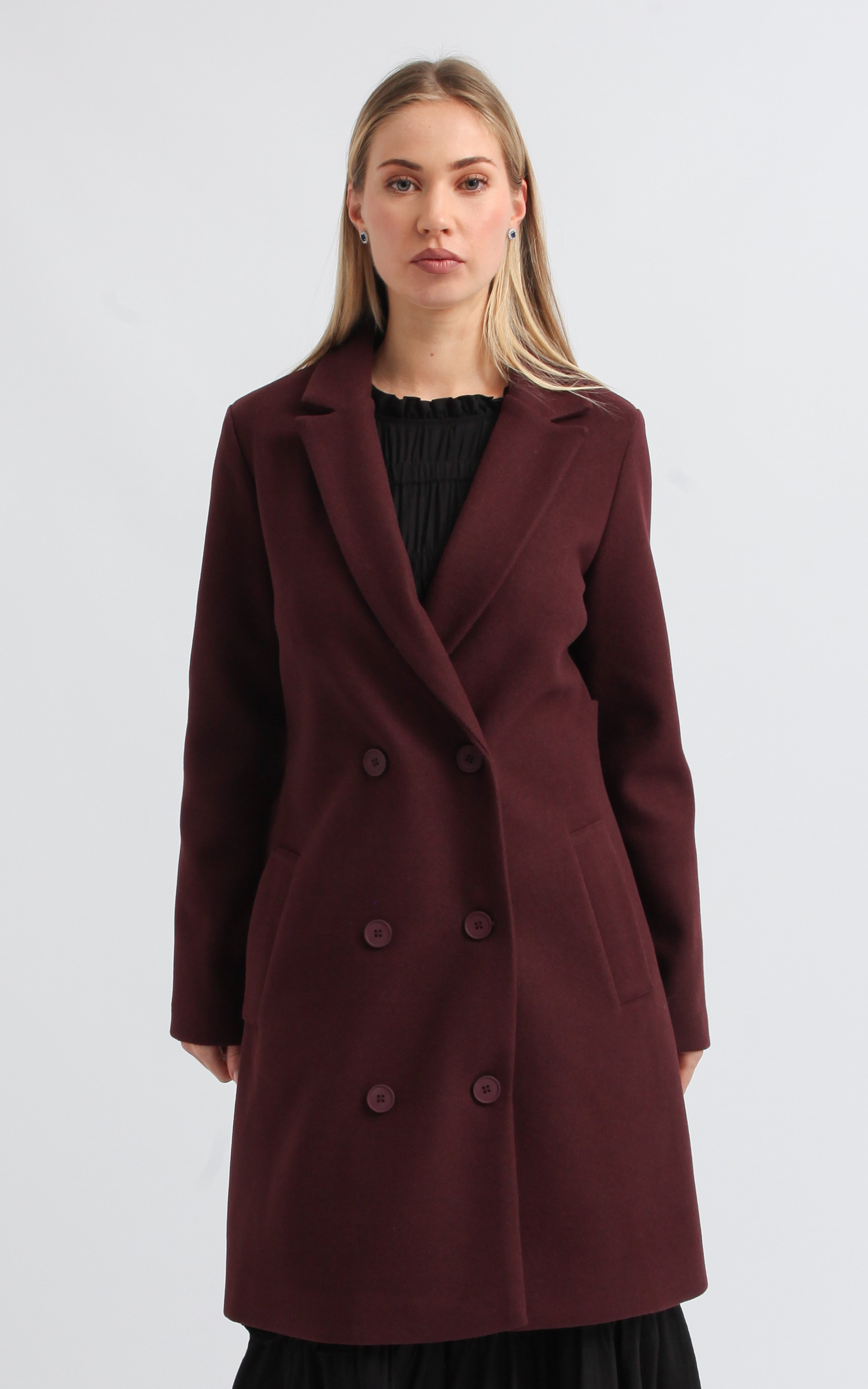 Shop our Double Breasted Mid Length Coat in Cocoa | Pagani