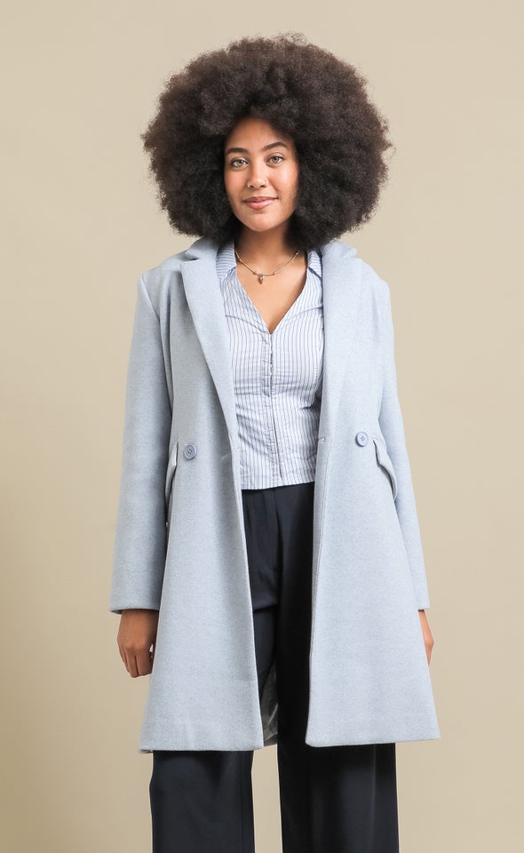 New Tailored Coat Light Blue Marle