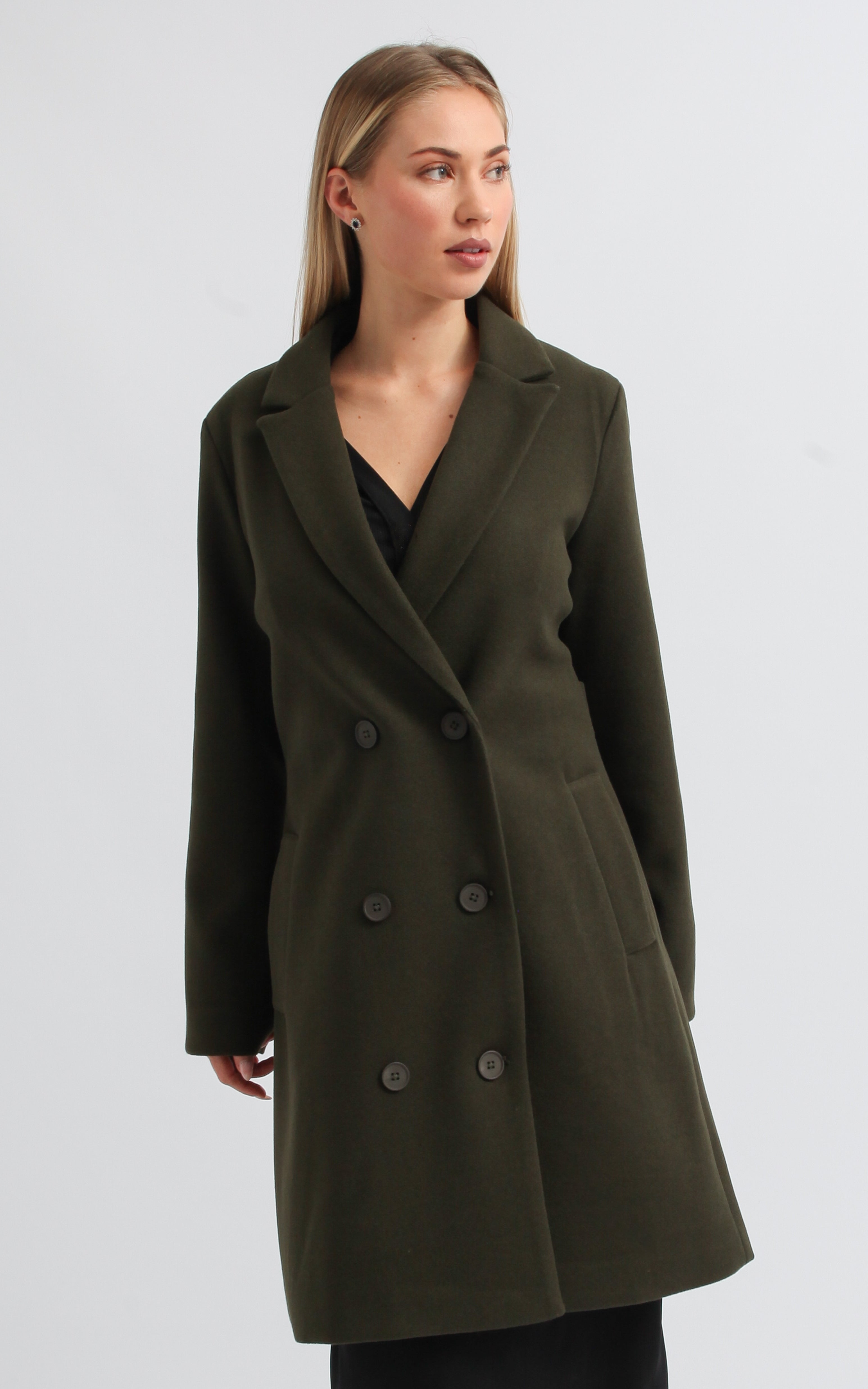 【tyページ】未使用級　WOOL DOUBLE BREASTED COAT Shop our Double Breasted Mid Length Coat in Cocoa | Pagani